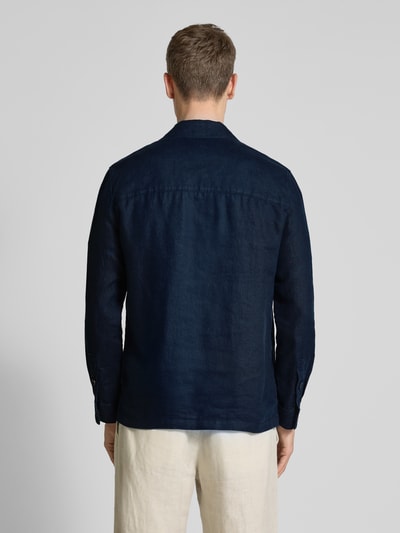 Manuel Ritz Regular Fit Leinenhemdjacke mit Brustpattentaschen Marine 5