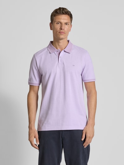 Fynch-Hatton Poloshirt mit Label-Stitching Flieder 4