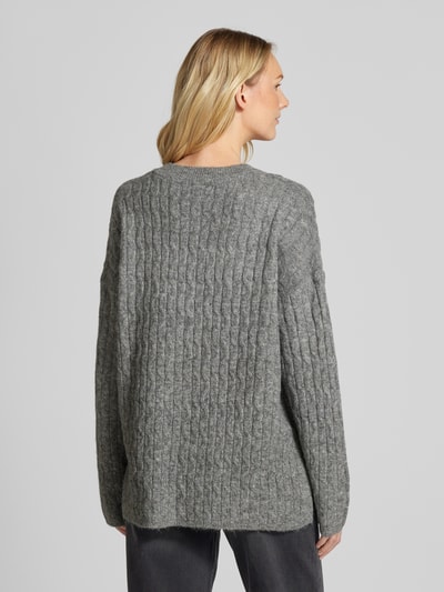 Vero Moda Comfort Fit Strickpullover mit Struktur-Strick Modell 'ELYA' Mittelgrau Melange 5