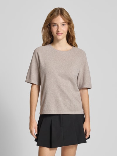 Pieces Regular fit T-shirt met raglanmouwen, model 'BREE' Taupe gemêleerd - 4