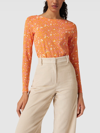 Esprit Shirt met lange mouwen met all-over motief Oranje - 4