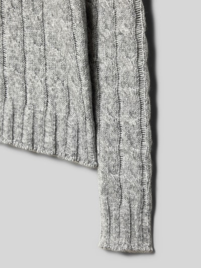 s.Oliver RED LABEL Sweter z dzianiny o kroju regular fit ze wzorem ze ściegu warkoczowego Średnioszary melanż 2