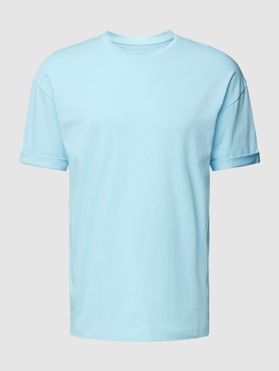 Drykorn T-Shirt mit geripptem Rundhalsausschnitt Modell 'THILO' Hellblau 2