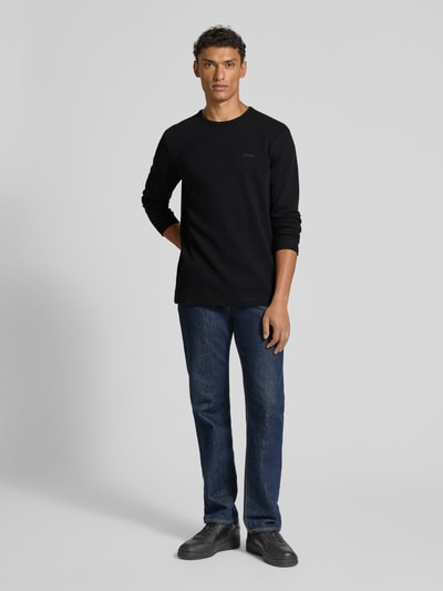 BOSS Orange Regular fit shirt met lange mouwen en wafelstructuur, model 'TEMPESTO' Zwart - 1