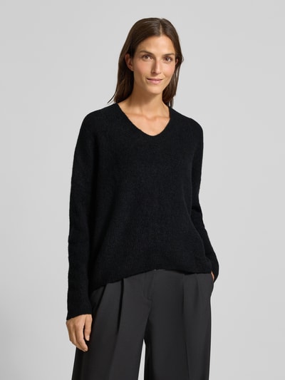 MOS MOSH Oversized gebreide pullover met ribboorden, model 'THORA' Zwart - 4