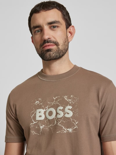 BOSS Orange T-shirt z nadrukiem z logo Jasnobrązowy 3