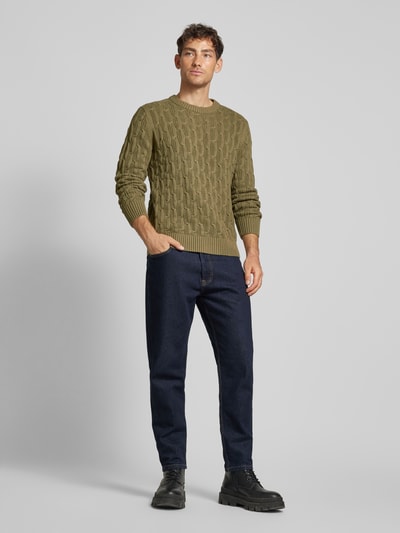 SELECTED HOMME Strickpullover mit gerippten Abschlüssen Modell 'CAI' Oliv 1