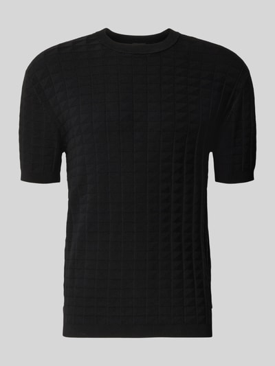 Armani Exchange Strickshirt aus Viskose-Mix mit Strukturmuster Black 1
