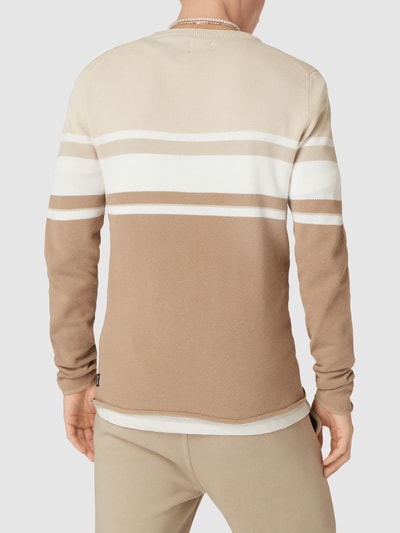 Only & Sons Gebreide pullover met streepmotief, model 'NIGUEL' Beige - 5