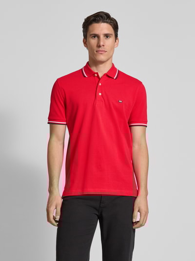 Christian Berg Men Poloshirt met labelstitching Rood - 4