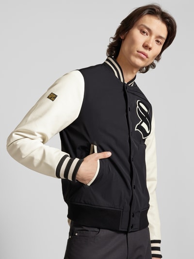 Superdry Kurtka baseballowa z detalem z logo Czarny 3