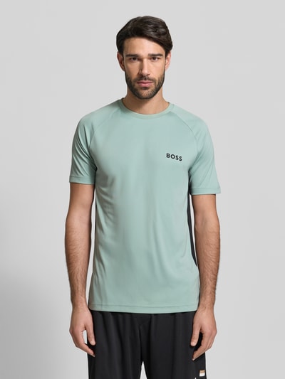 BOSS Green T-shirt o kroju slim fit z nadrukiem z logo model ‘TOP SPIN CB’ Miętowy 4