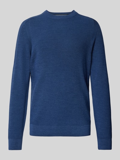 Brax Gebreide pullover met labeldetail, model 'ROY' Blauw - 2