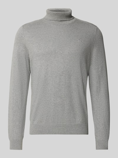 Lerros Rollkragenpullover mit Label-Stitching Hellgrau 2