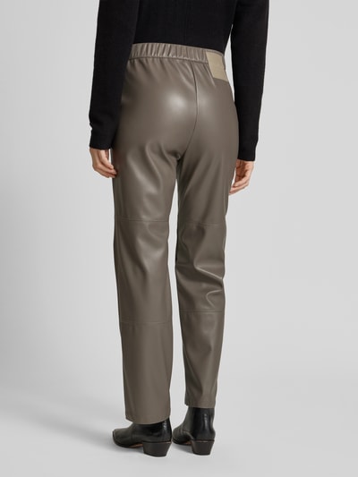 MaxMara Leisure Straight Fit Stoffhose in Leder-Optik Modell 'STRUZZO' Hazel 5