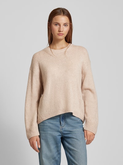 Marc O'Polo Loose Fit Strickpullover aus softem Schurwolle-Mix Beige Melange 4