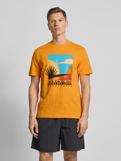 Napapijri T-Shirt mit Label-Print Modell 'ARBIA' Orange 4