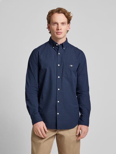 Gant Regular fit vrijetijdsoverhemd met borstzak Marineblauw - 4