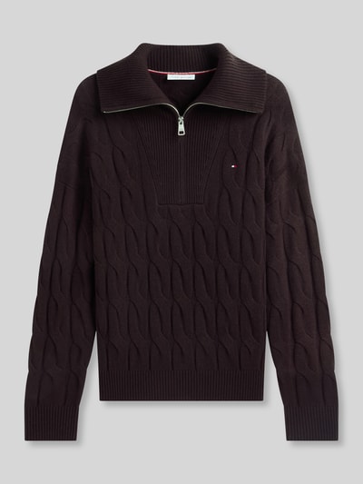 Tommy Hilfiger Relaxed Fit Troyer aus reiner Wolle Schoko 2