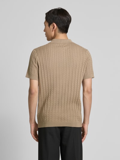Christian Berg Men Poloshirt met ribboorden Taupe - 5