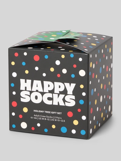 Happy Socks Regular fit sokken met logoprint, model 'Holiday Tree' Zwart - 3