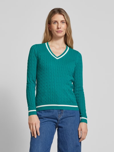 Christian Berg Woman Strickpullover mit gerippten Abschlüssen Smaragd 4