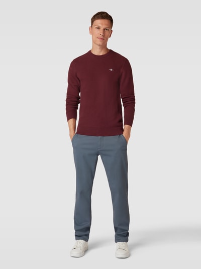 Gant Strickpullover mit Label-Stitching Bordeaux 1