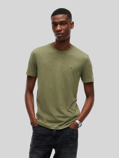 Tommy Jeans t-shirt w kroju slim fit z mieszanki bawełny Khaki 3