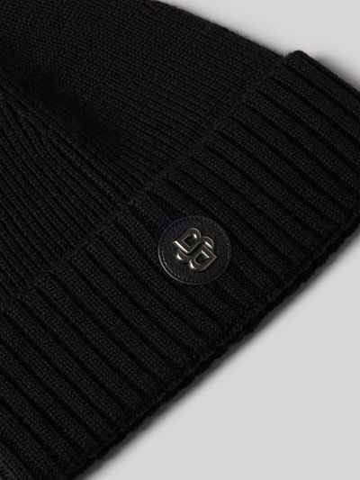 BOSS Czapka beanie z żywej wełny z detalem z logo model ‘Fati’ Czarny 2