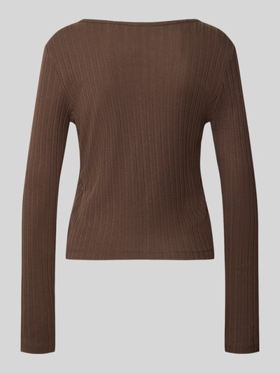 Produktfoto, braunes Pyjama-Oberteil in Ripp-Optik mit V-Ausschnitt von Jake*s Casual aus Baumwoll-Modal-Mix im Slim-Fit