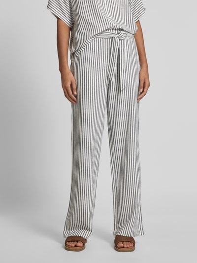 FREE/QUENT Straight leg stoffen broek met strikceintuur, model 'Lavisco' Donkerblauw - 4