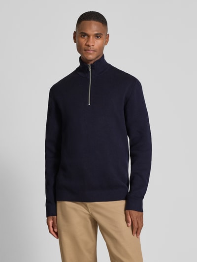 Jack & Jones Premium Troyer mit Label-Detail Modell 'MILANO' Dunkelblau 4
