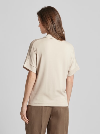 Marc O'Polo T-shirt met platte kraag en V-hals Beige - 5