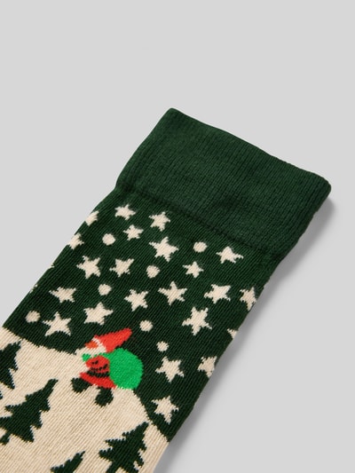 Happy Socks Regular fit sokken met logostitching, model 'Santa on the Way' Groen - 2