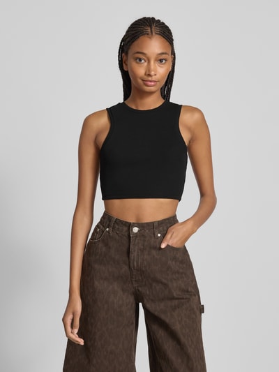 Only Slim fit korte tops van katoenmix, model 'VILMA' Zwart - 4