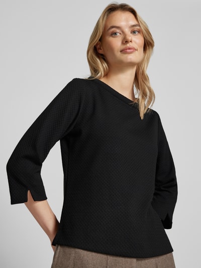 s.Oliver BLACK LABEL Regular Fit Sweatshirt mit 3/4-Arm und Strukturmuster Black 3