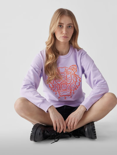 Kenzo Sweatshirt mit Label-Stitching Flieder 6