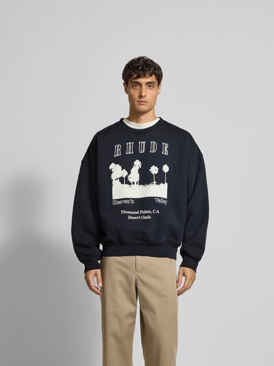 RHUDE Sweatshirt mit Label-Print Black 4