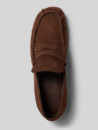 Produktfoto, Loafers aus leer mit glad leer zool Model 'Aven' von ALOHAS in bruin, afgeronde vorm, coating, maat 40: hakhoogte 1 cm, schachthoogte 7 cm, schachtbreedte 11 cm