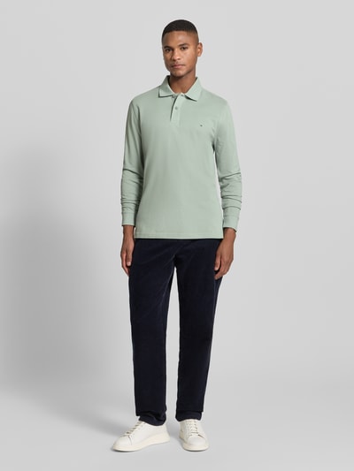 Christian Berg Men Poloshirt met labelstitching  Rietgroen - 1
