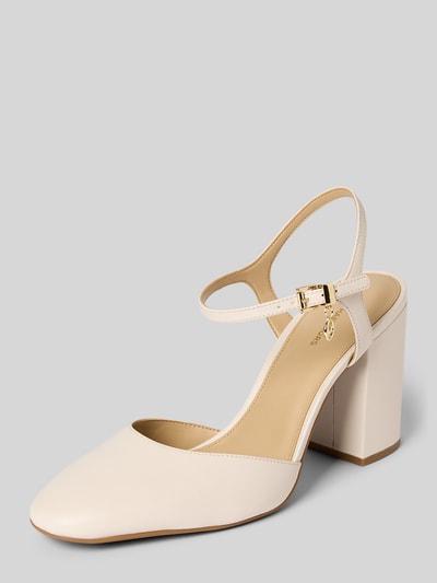 Produktfoto, czółenka skórzane MICHAEL Michael Kors Pumps aus Leder Modell 'ALEXA FLEX', zaokrąglony czubek, pasek ze sprzączką, obcas słupek 10 cm w rozmiarze 40, kolor jasny beż