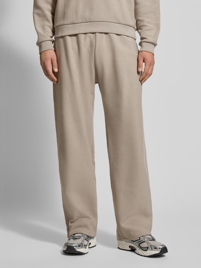 REVIEW Sweatpants in riblook met elastische band Lichtgrijs - 4