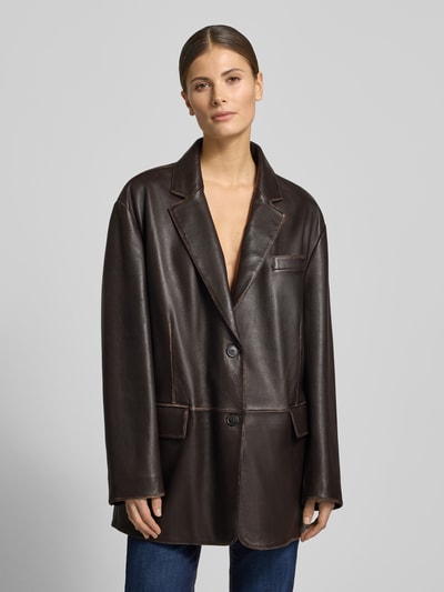 Weekend Max Mara Oversized Lederjacke aus echtem Lammleder Modell 'PILA' Dunkelbraun 4