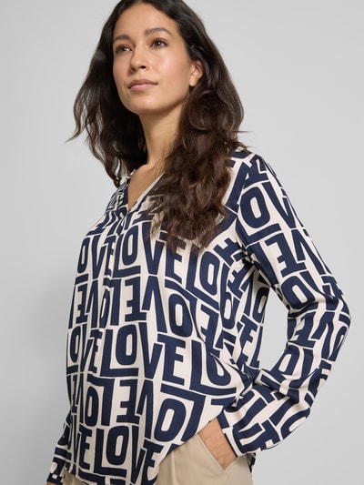 Milano Italy Blouseshirt met V-hals Marineblauw - 3