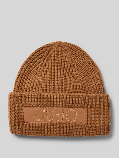 Liu Jo White Czapka beanie z naszywką z logo Beżowy 1