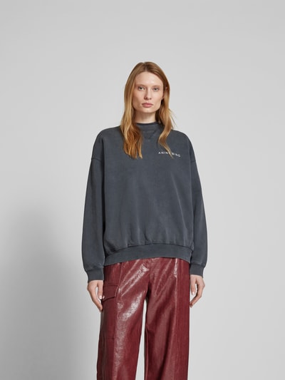 Anine Bing Oversized Sweatshirt mit Label-Print Black 4