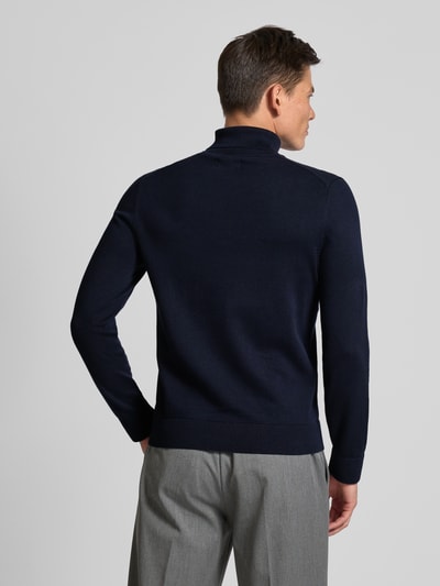 s.Oliver RED LABEL Regular Fit Rollkragenpullover aus Baumwolle mit gerippten Abschlüssen Dunkelblau 5