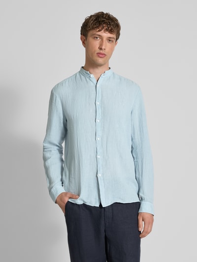HUGO Slim fit zakelijk overhemd met maokraag, model 'Elvory' Rookblauw - 4