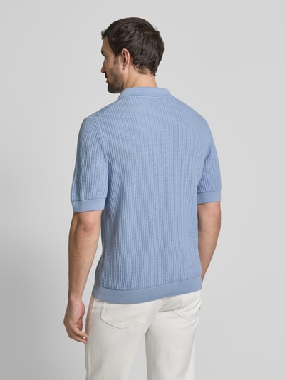 JAKE*S STUDIO MEN Regular fit poloshirt met kabelpatroon IJsblauw - 5