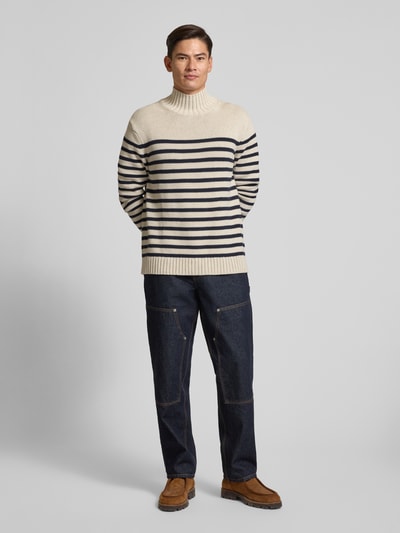 Tommy Hilfiger Relaxed Fit Strickpullover aus reiner Baumwolle Modell 'BRETON' Sand 1